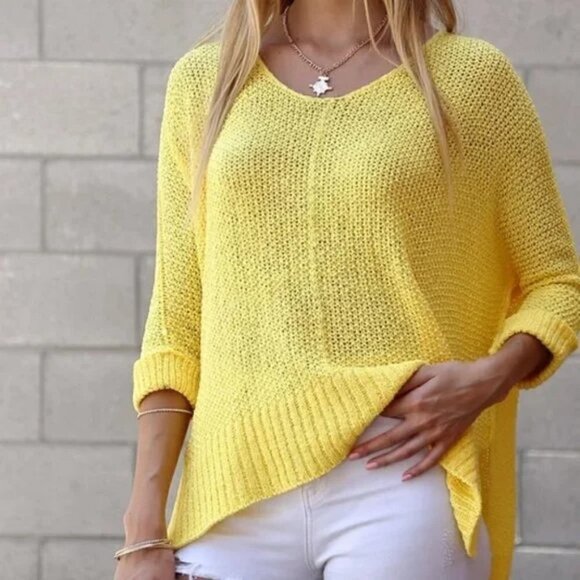 Yellow Oversized Knit Sweater Tunic top - Picture 3 of 3